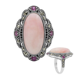 Pinkfarbener Opal-Silberring