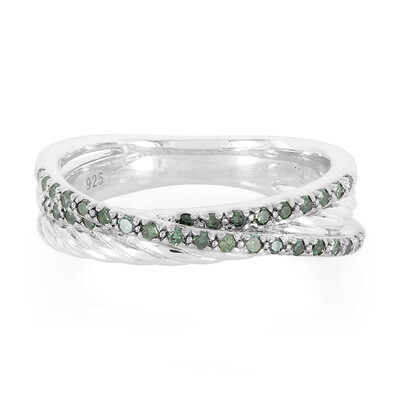 Grüner Diamant-Silberring