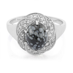 Schneeflocken-Obsidian-Silberring