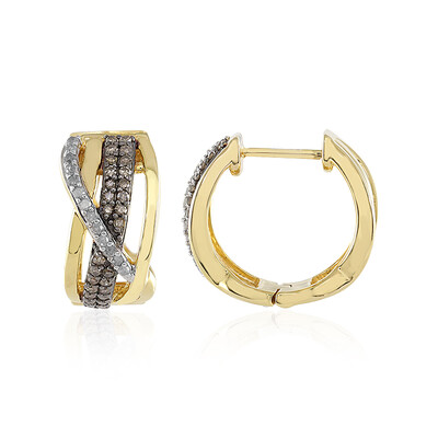 I3 Champagner-Diamant-Silberohrringe