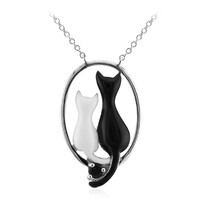 Schwarzer Onyx-Silbercollier