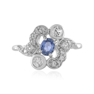 Nicht erhitzter Blauer Ceylon-Saphir-Silberring