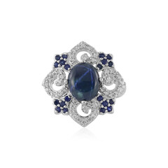 Blauer Stern-Saphir-Silberring