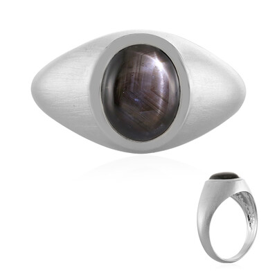 Schwarzer Stern-Saphir-Silberring (MONOSONO COLLECTION)