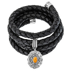 Orange Stachelauster-Lederarmband (Desert Chic)