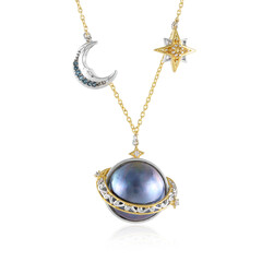 Pfauen-Mabe-Perlen-Silbercollier (Gems en Vogue)