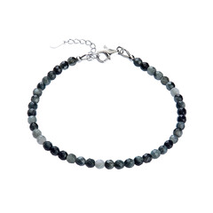 Anthrazit-Quarz-Katzenauge-Silberarmband