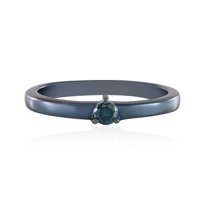 Blauer I2 Brillant-Silberring