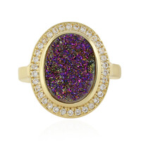 Pinkfarbener Glitzer-Achat-Silberring