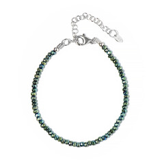 Grüner Mystik-Hämatit-Silberarmband