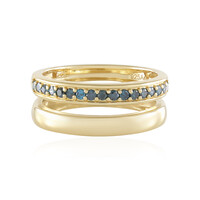 Blauer I2 Brillant-Silberring