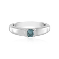 Blauer I2 Brillant-Silberring