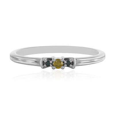 Gelber I3 Diamant-Silberring
