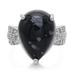 Schneeflocken-Obsidian-Silberring