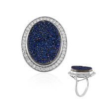 Blauer Glitzer-Achat-Silberring