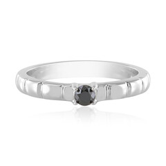Schwarzer Brillant-Silberring