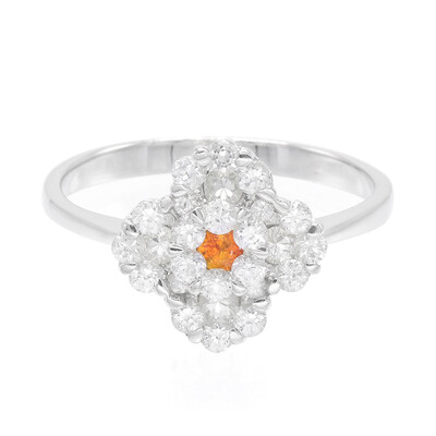 Oranger Saphir-Silberring