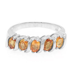 Oranger Saphir-Silberring