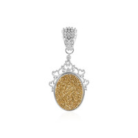 Goldener Glitzer-Achat-Silberanhänger