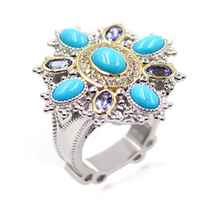 Sleeping Beauty-Türkis-Silberring (Dallas Prince Designs)