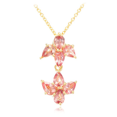 Nicht erhitzter Padparadscha-Saphir-Goldhalskette (AMAYANI)