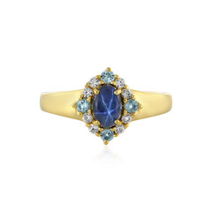Blauer Stern-Saphir-Silberring