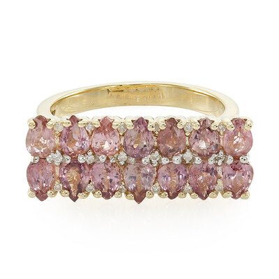 Nicht erhitzter Padparadscha-Saphir-Goldring