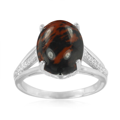 Mahagoni-Obsidian-Silberring