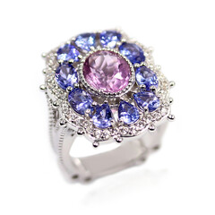 Pinkfarbener Fluorit-Silberring (Dallas Prince Designs)