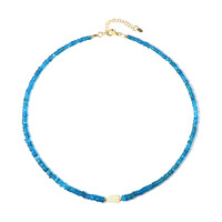 Neonblauer Apatit-Silberhalskette