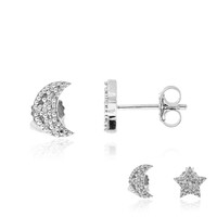 Salz-und-Pfeffer-Diamant-Silberohrringe