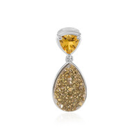 Goldener Glitzer-Achat-Silberanhänger