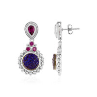 Lavendel-Glitzer-Achat-Silberohrringe