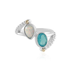 Opal-Silberring mit Gold (Granulieren)