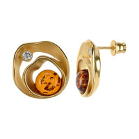 Baltischer Cognac-Bernstein-Silberohrringe