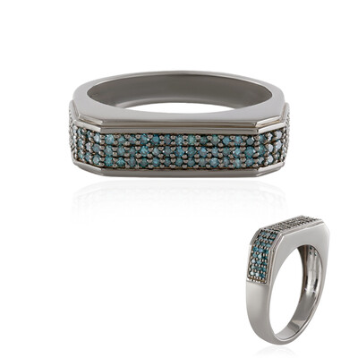 Blauer I3 Diamant-Silberring