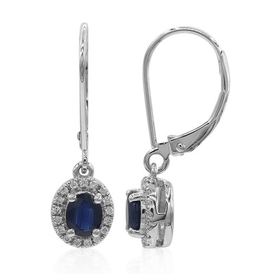Blauer Ceylon-Saphir-Goldohrringe