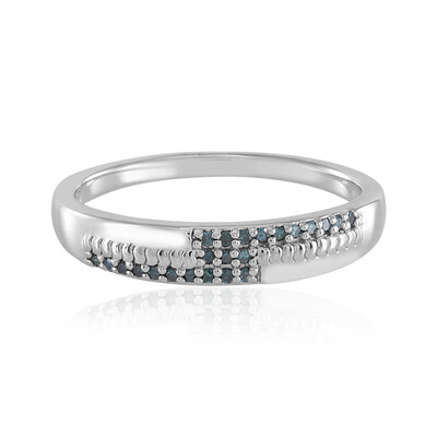 Blauer I2 Diamant-Silberring