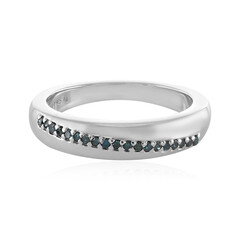 Blauer I3 Diamant-Silberring