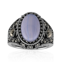 Blauer Band-Achat-Silberring (Annette classic)