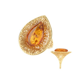 Baltischer Cognac-Bernstein-Silberring