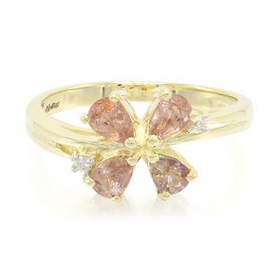 Nicht erhitzter Padparadscha-Saphir-Goldring