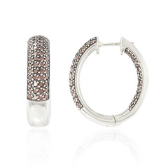 Roter Diamant-Silberohrringe