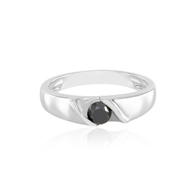 Schwarzer Brillant-Silberring