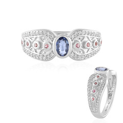 Nicht erhitzter Blauer Ceylon-Saphir-Silberring