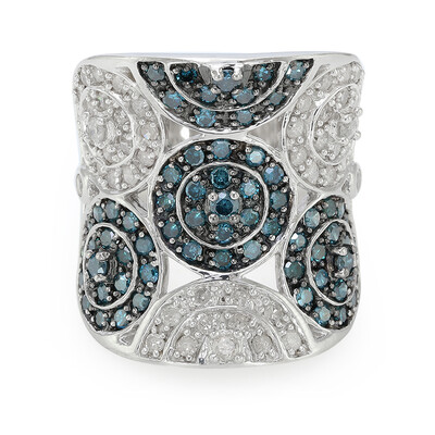 Blauer Diamant-Silberring