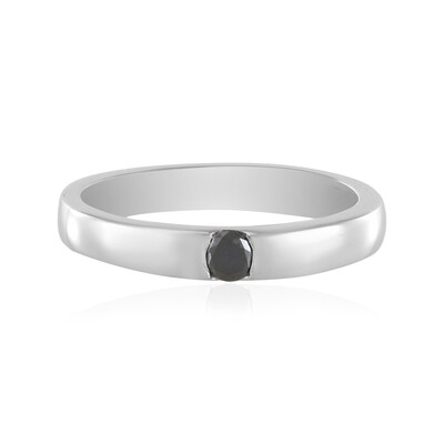 Schwarzer Brillant-Silberring