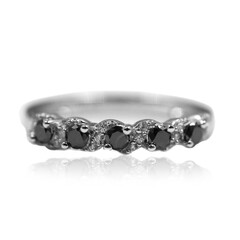 Schwarzer Diamant-Silberring