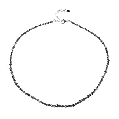 Schwarzer Diamant-Silberhalskette