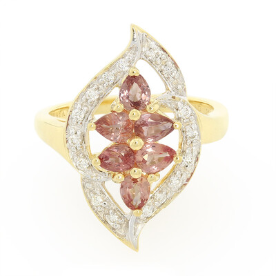 Nicht erhitzter Padparadscha-Saphir-Goldring (AMAYANI)